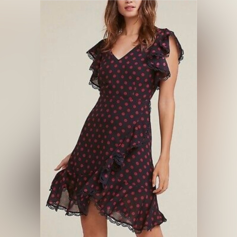 NWT BB Dakota Polka Dot Ruffled Dress Sz 2
